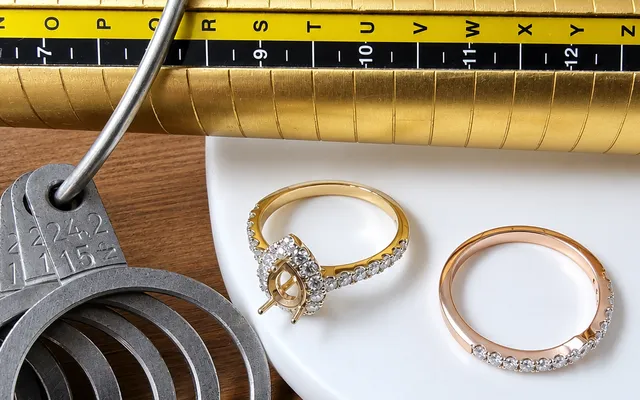 Ring sizer gauge and rings used to measure finger size