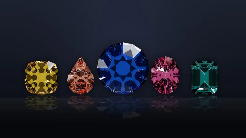 Yellow, padparadscha, blue, pink and teal sapphires